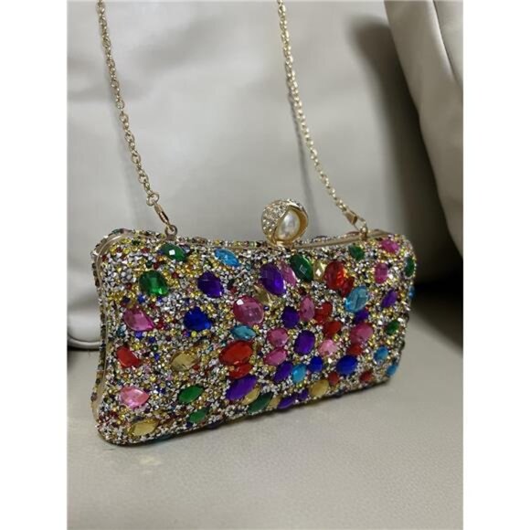 Vgift Crystal Box Clutch, Women Rhinestone Purse Handbag, Jeweled Evening Bags - Picture 6 of 8